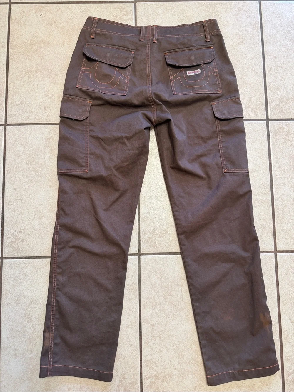True Religion Brown Cargo Pants Men’s 30 Utility Y2K Streetwear Flap Pocket